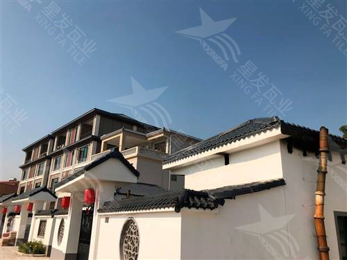 南昌仿古樹脂瓦一體屋檐裝飾塑料瓦片 古建筑門樓圍墻瓦中式門頭仿古瓦 星發(fā)牌定制